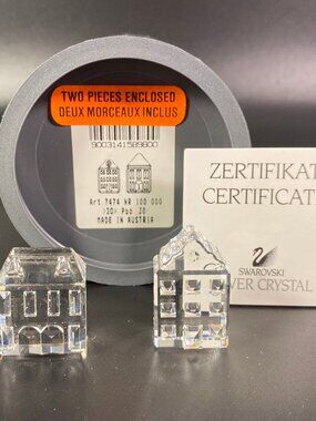 SWAROVSKI SILVER CRYSTAL 158980 CITY HOUSES I & II in BOX - 7474 NR 100 000